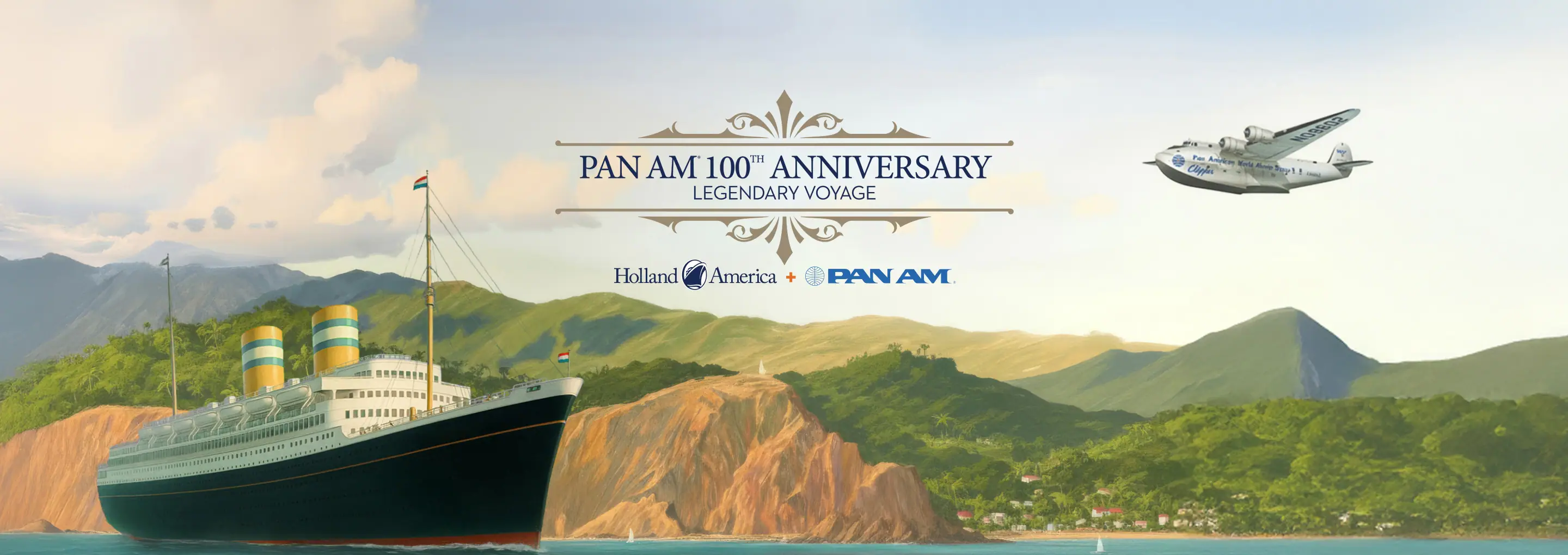 Holland America Line's Pan Am Legendary Voyage artwork.